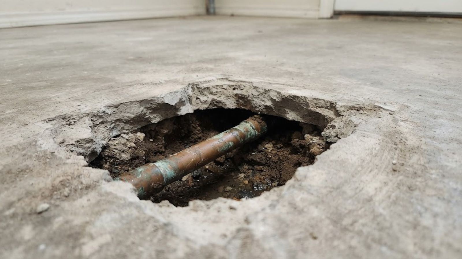 Slab leak repair through a concrete foundation in Denton, TX