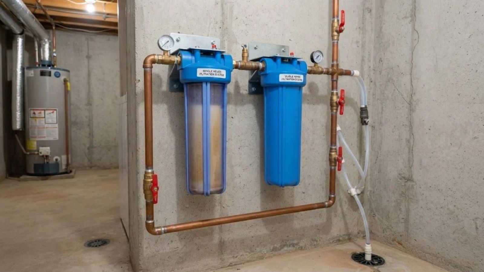 Whole-house water filtration installation in Denton, TX
